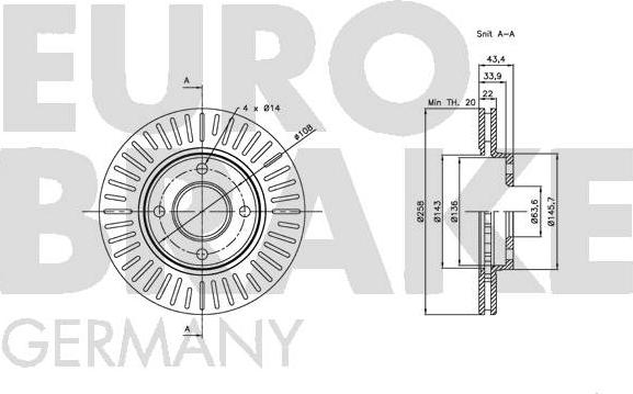 Eurobrake 5815202549 - Спирачен диск vvparts.bg