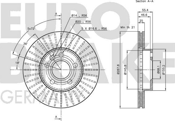 Eurobrake 5815202545 - Спирачен диск vvparts.bg