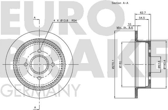 Eurobrake 5815202541 - Спирачен диск vvparts.bg