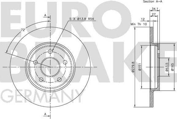 Eurobrake 5815202551 - Спирачен диск vvparts.bg