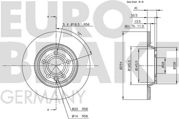 Eurobrake 5815202552 - Спирачен диск vvparts.bg