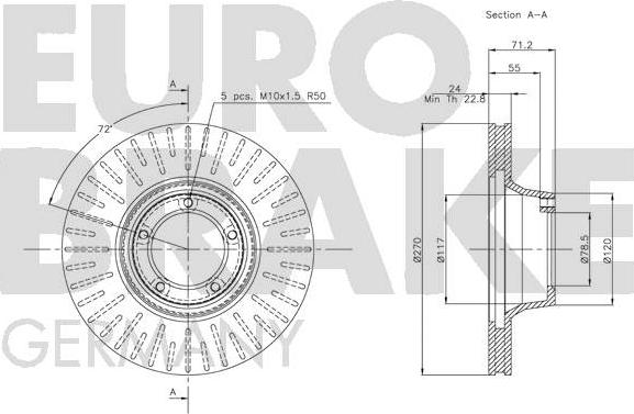 Eurobrake 5815202518 - Спирачен диск vvparts.bg