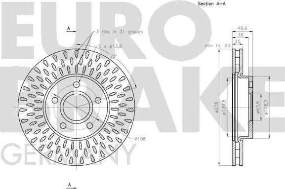 Eurobrake 5815202582 - Спирачен диск vvparts.bg