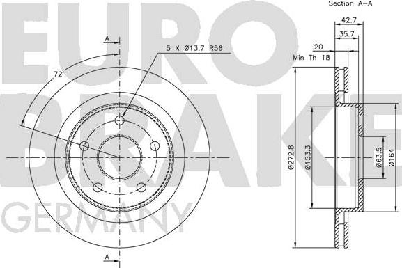 Eurobrake 5815202539 - Спирачен диск vvparts.bg