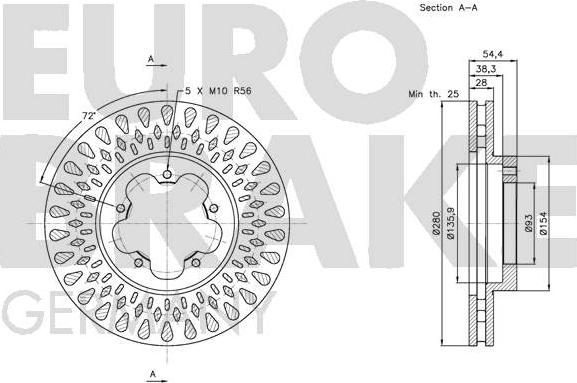 Eurobrake 5815202575 - Спирачен диск vvparts.bg