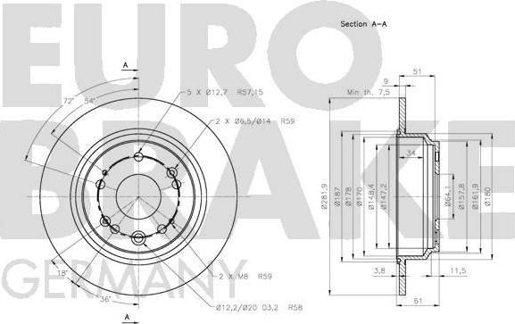 Eurobrake 5815202645 - Спирачен диск vvparts.bg