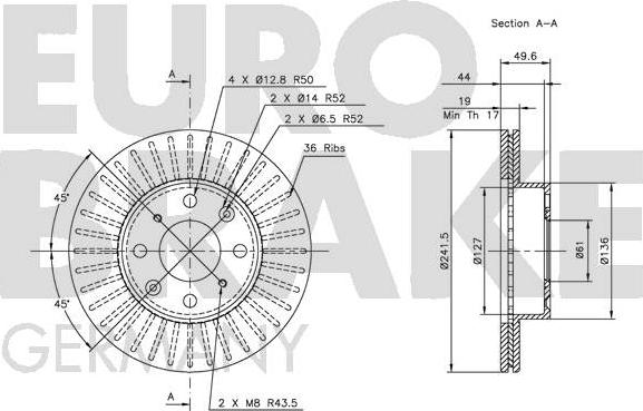 Eurobrake 5815202607 - Спирачен диск vvparts.bg