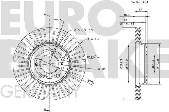 Eurobrake 5815202622 - Спирачен диск vvparts.bg