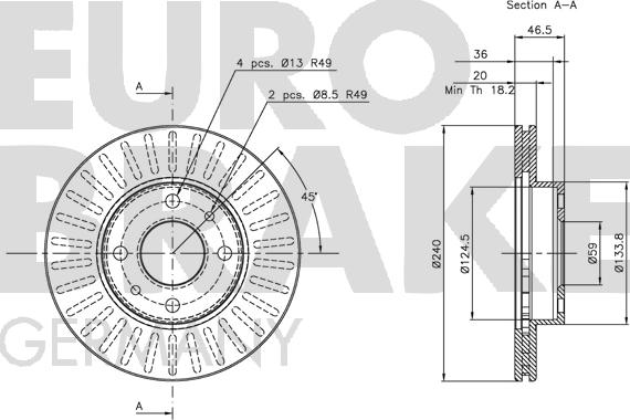 Eurobrake 5815202313 - Спирачен диск vvparts.bg