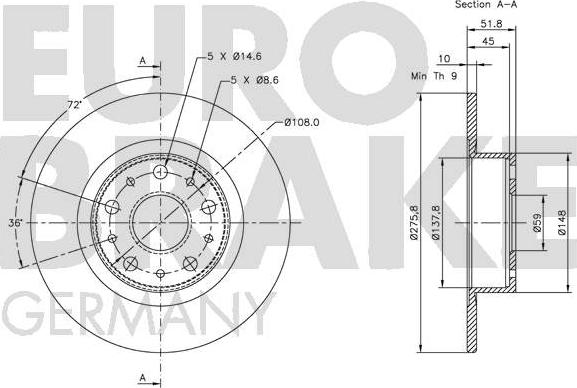 Eurobrake 5815202334 - Спирачен диск vvparts.bg