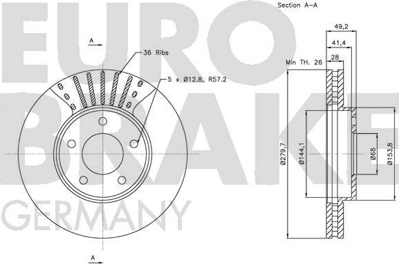 Eurobrake 5815202256 - Спирачен диск vvparts.bg