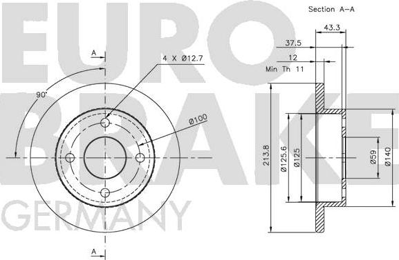 Eurobrake 5815202212 - Спирачен диск vvparts.bg