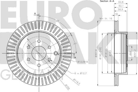 Eurobrake 5815202281 - Спирачен диск vvparts.bg