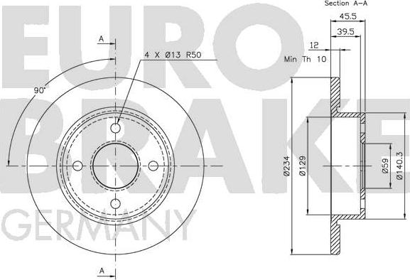 Eurobrake 5815202237 - Спирачен диск vvparts.bg