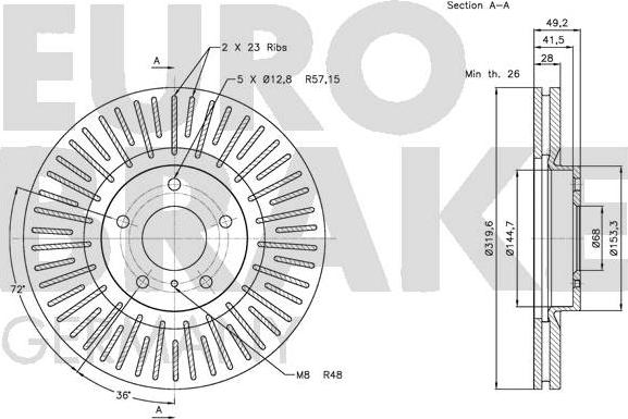 Eurobrake 5815202270 - Спирачен диск vvparts.bg