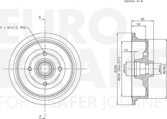 Eurobrake 5825254726 - Спирачен барабан vvparts.bg