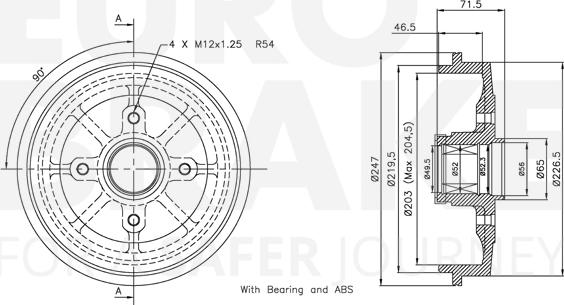 Eurobrake 5825251916 - Спирачен барабан vvparts.bg