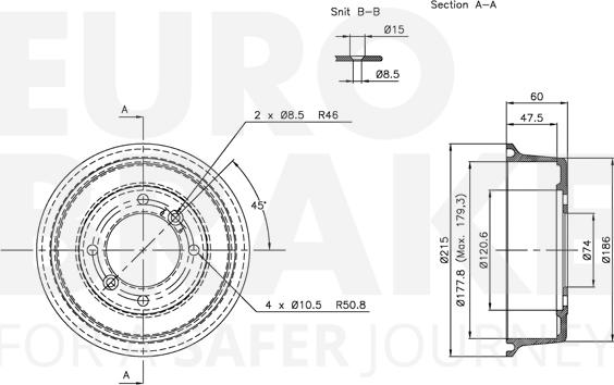 Eurobrake 5825251203 - Спирачен барабан vvparts.bg