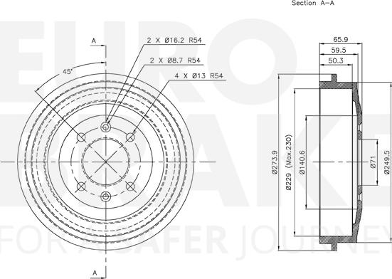 Eurobrake 5825253708 - Спирачен барабан vvparts.bg