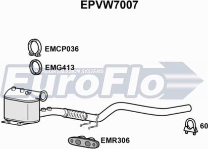 EuroFlo EPVW7007 - Филтър за сажди / твърди частици, изпускателна система vvparts.bg