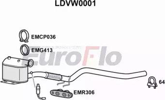 EuroFlo LDVW0001 - Филтър за сажди / твърди частици, изпускателна система vvparts.bg