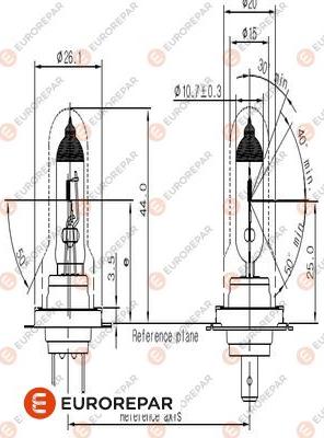 EUROREPAR 1616431480 - Крушка с нагреваема жичка, фар за дълги светлини vvparts.bg