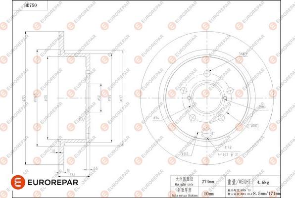 EUROREPAR 1684319280 - Спирачен диск vvparts.bg