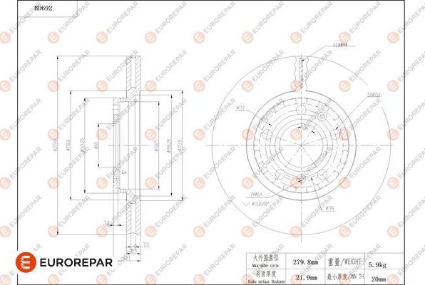 EUROREPAR 1684313480 - Спирачен диск vvparts.bg