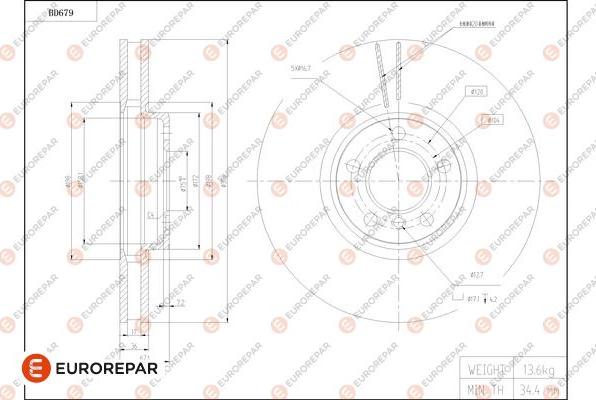 EUROREPAR 1684312180 - Спирачен диск vvparts.bg