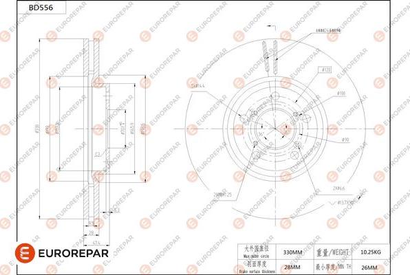 EUROREPAR 1684299880 - Спирачен диск vvparts.bg