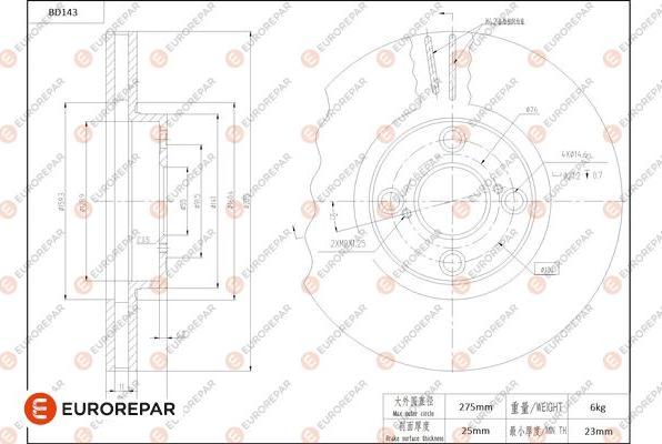 EUROREPAR 1684258580 - Спирачен диск vvparts.bg