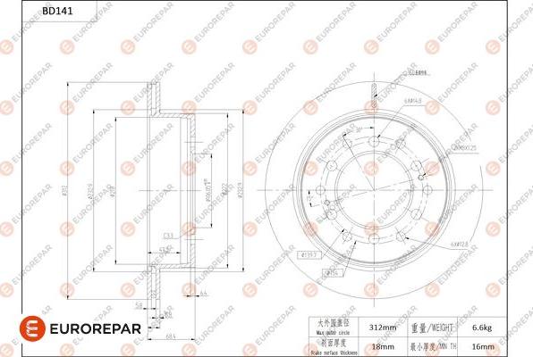 EUROREPAR 1684258380 - Спирачен диск vvparts.bg