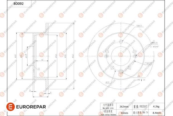 EUROREPAR 1684253480 - Спирачен диск vvparts.bg