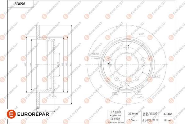 EUROREPAR 1684253880 - Спирачен диск vvparts.bg