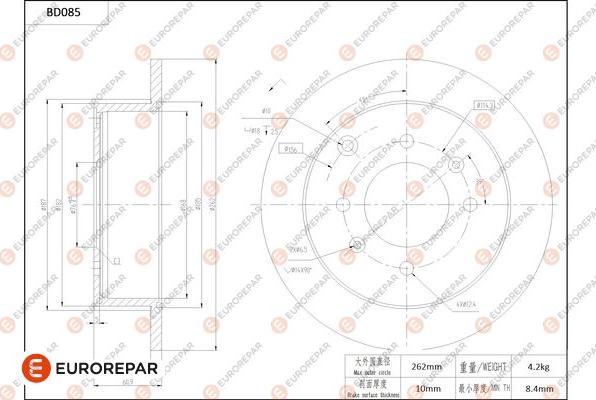 EUROREPAR 1684252780 - Спирачен диск vvparts.bg