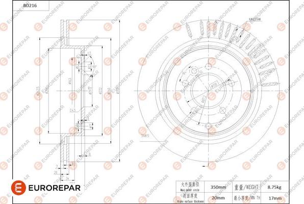 EUROREPAR 1684265880 - Спирачен диск vvparts.bg