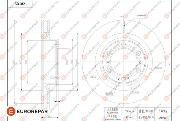 EUROREPAR 1684262480 - Спирачен диск vvparts.bg