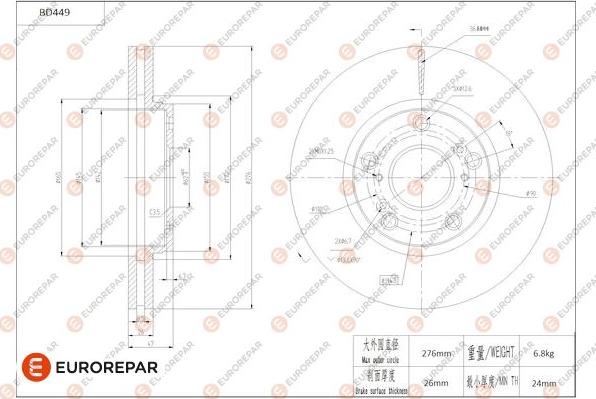 EUROREPAR 1684289180 - Спирачен диск vvparts.bg