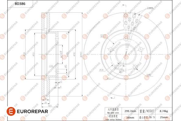 EUROREPAR 1684282880 - Спирачен диск vvparts.bg