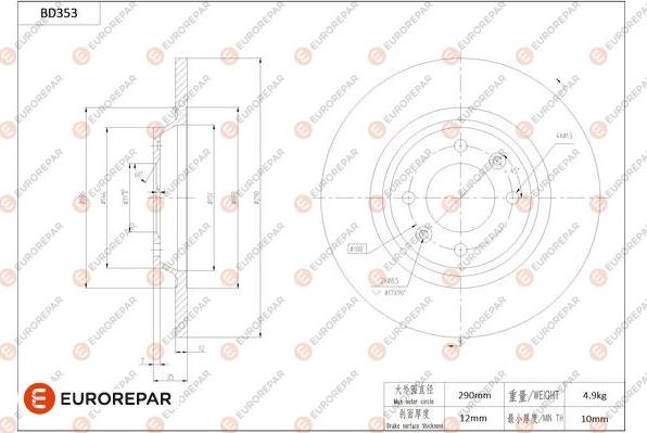 EUROREPAR 1684279580 - Спирачен диск vvparts.bg