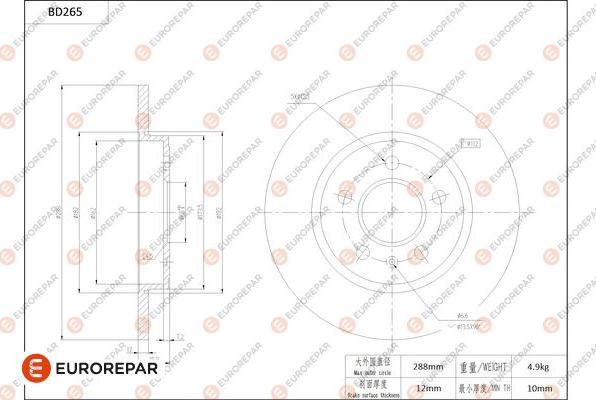 EUROREPAR 1684270780 - Спирачен диск vvparts.bg