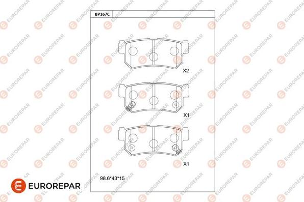 EUROREPAR 1681254080 - Комплект спирачно феродо, дискови спирачки vvparts.bg