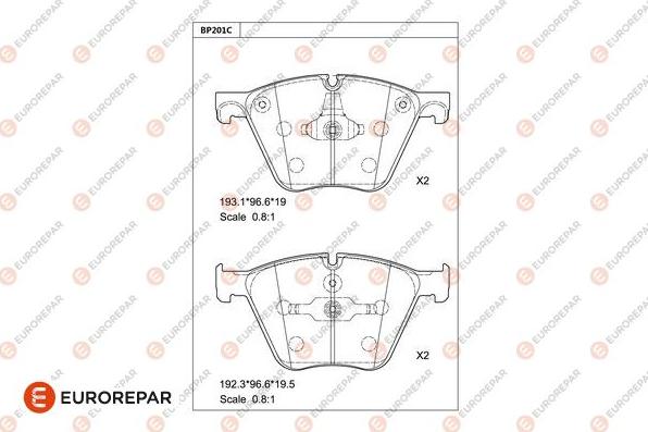 EUROREPAR 1681257580 - Комплект спирачно феродо, дискови спирачки vvparts.bg