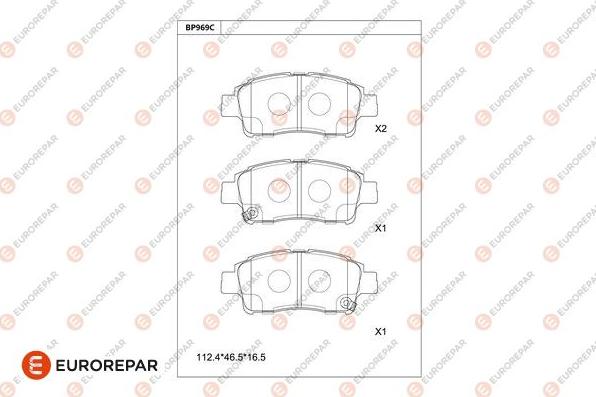 EUROREPAR 1681257180 - Комплект спирачно феродо, дискови спирачки vvparts.bg