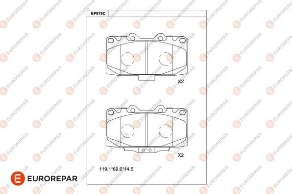 EUROREPAR 1681269180 - Комплект спирачно феродо, дискови спирачки vvparts.bg