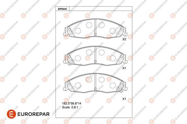 EUROREPAR 1681266280 - Комплект спирачно феродо, дискови спирачки vvparts.bg