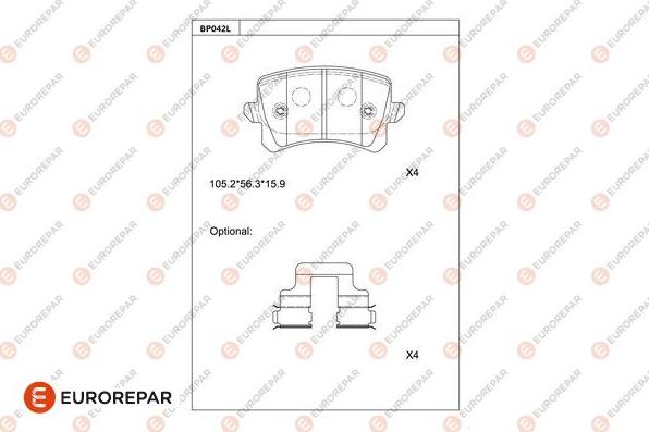 EUROREPAR 1681207580 - Комплект спирачно феродо, дискови спирачки vvparts.bg