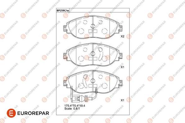 EUROREPAR 1681230480 - Комплект спирачно феродо, дискови спирачки vvparts.bg