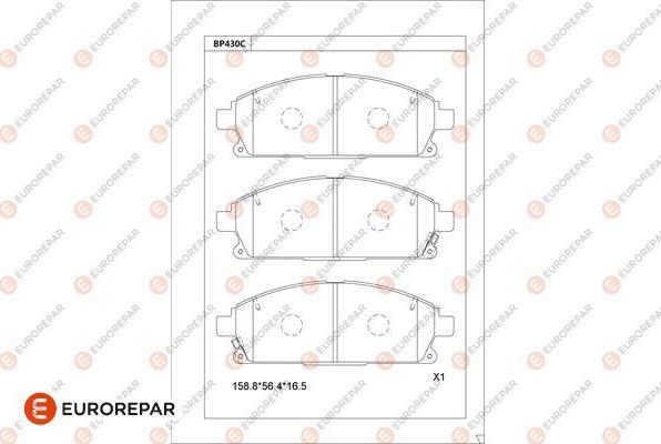 EUROREPAR 1681233380 - Комплект спирачно феродо, дискови спирачки vvparts.bg