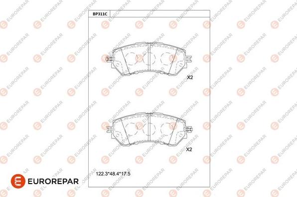 EUROREPAR 1681224680 - Комплект спирачно феродо, дискови спирачки vvparts.bg